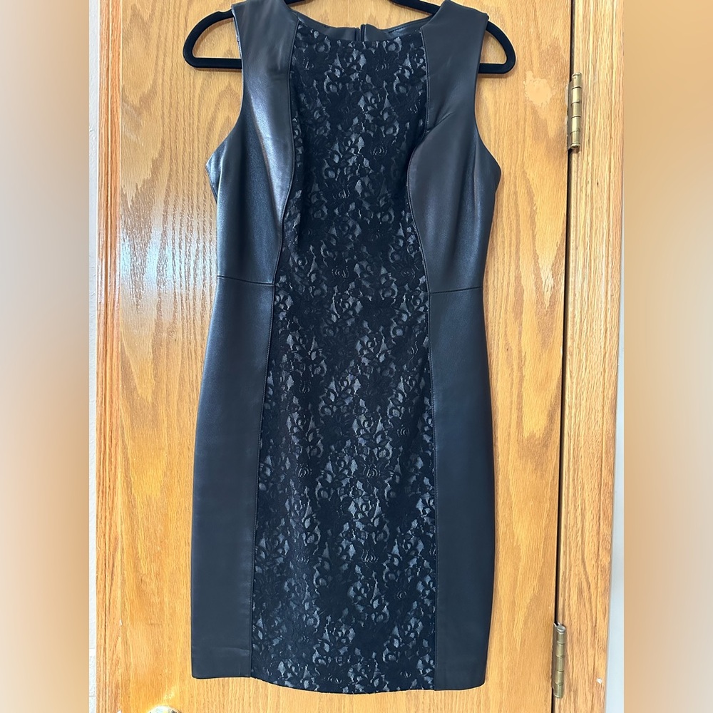 Beautiful Black Leather Dress with Lace Front.